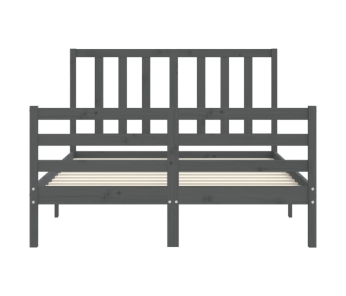 Estructura de cama con cabecero madera maciza gris 140x190 cm