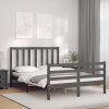 Estructura de cama con cabecero madera maciza gris 140x190 cm