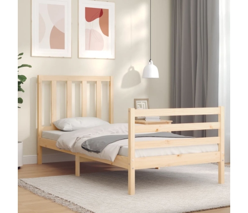 Estructura de cama sin colchón madera maciza de pino 90x200 cm