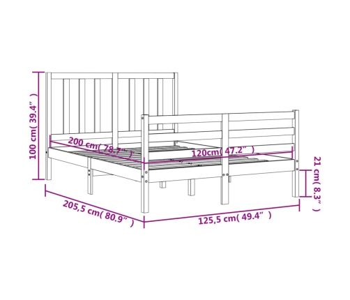 Estructura de cama sin colchón madera de pino maciza 120x200 cm