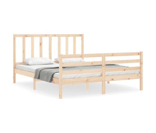 Estructura de cama de matrimonio con cabecero madera maciza