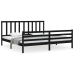 Estructura de cama con cabecero madera maciza negro 200x200 cm