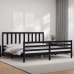 Estructura de cama con cabecero madera maciza negro 200x200 cm
