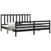 Estructura de cama con cabecero madera maciza negro 200x200 cm