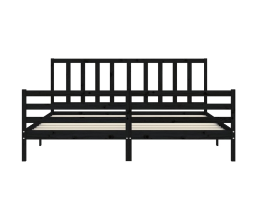 Estructura de cama con cabecero madera maciza negro 200x200 cm