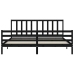 Estructura de cama con cabecero madera maciza negro 200x200 cm