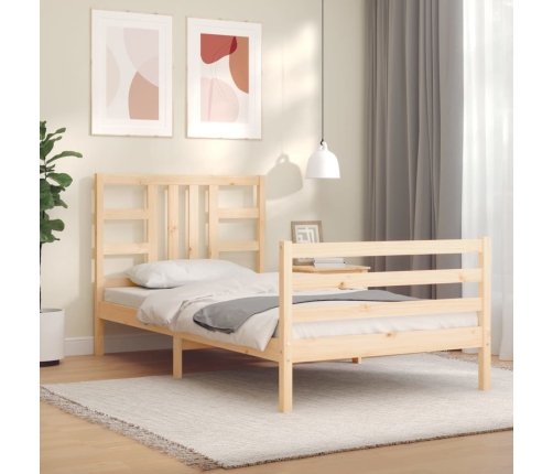 Estructura de cama con cabecero madera maciza