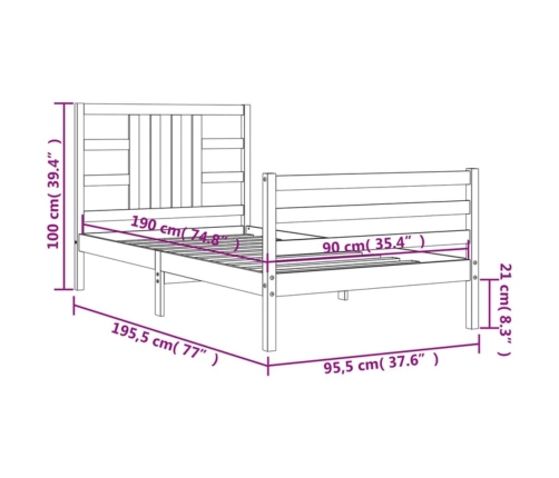 Estructura de cama con cabecero madera maciza