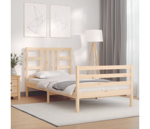 Estructura de cama con cabecero madera maciza