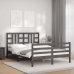 Estructura cama de matrimonio con cabecero madera maciza gris