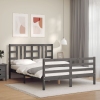 Estructura cama de matrimonio con cabecero madera maciza gris