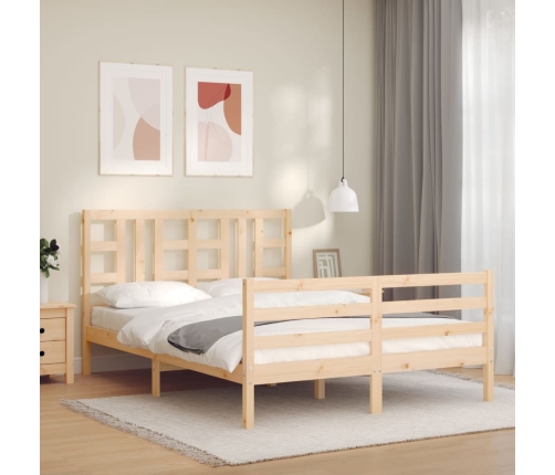 Estructura de cama sin colchón madera maciza de pino 140x190 cm