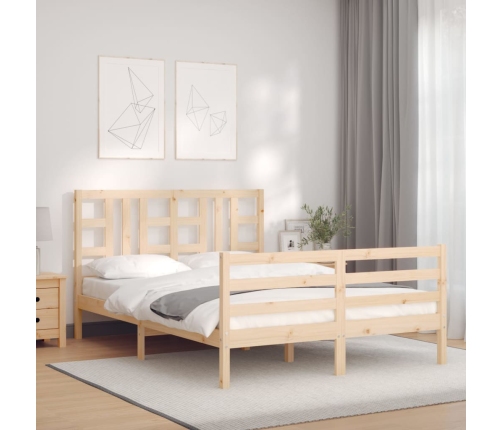 Estructura de cama sin colchón madera maciza de pino 140x190 cm