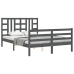 Estructura de cama con cabecero madera maciza gris 140x190 cm