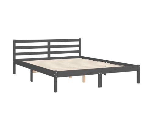 Estructura de cama con cabecero madera maciza gris 140x190 cm