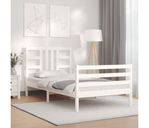 Estructura de cama sin colchón madera de pino blanca 90x200 cm