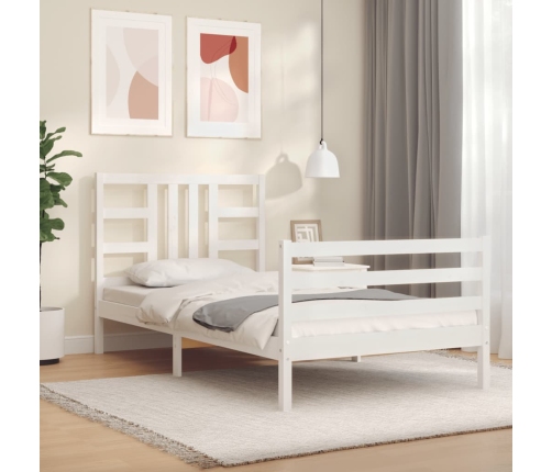 Estructura de cama sin colchón madera de pino blanca 90x200 cm