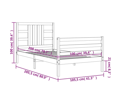 Estructura cama sin colchón madera maciza pino blanca 100x200cm