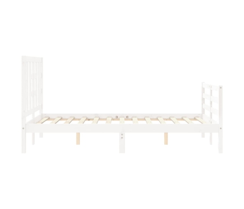 Estructura de cama con cabecero madera maciza blanco 120x200 cm