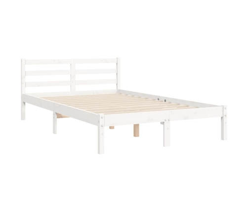 Estructura de cama con cabecero madera maciza blanco 120x200 cm