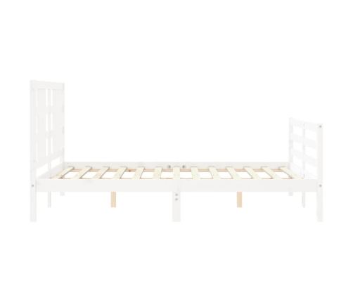 Estructura de cama con cabecero madera maciza blanco 160x200 cm