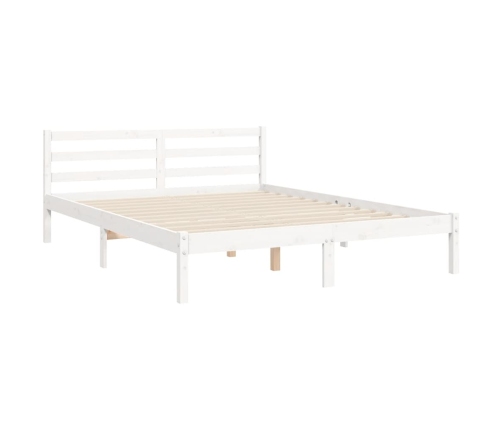 Estructura de cama con cabecero madera maciza blanco 160x200 cm