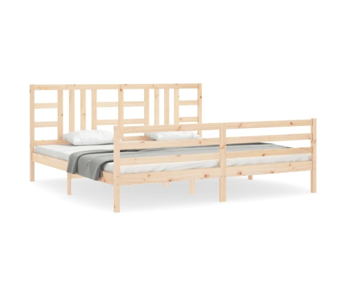 Estructura de cama con cabecero madera maciza 200x200 cm