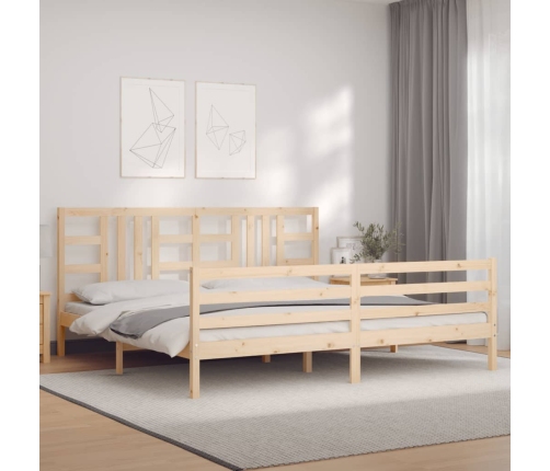 Estructura de cama con cabecero madera maciza 200x200 cm