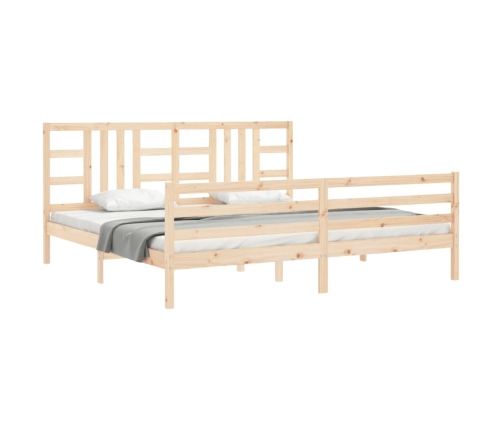 Estructura de cama con cabecero madera maciza 200x200 cm