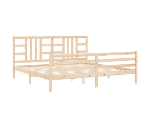 Estructura de cama con cabecero madera maciza 200x200 cm