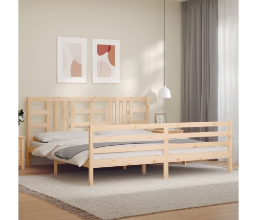 Estructura de cama con cabecero madera maciza 200x200 cm