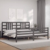 Estructura de cama con cabecero madera maciza gris 200x200 cm