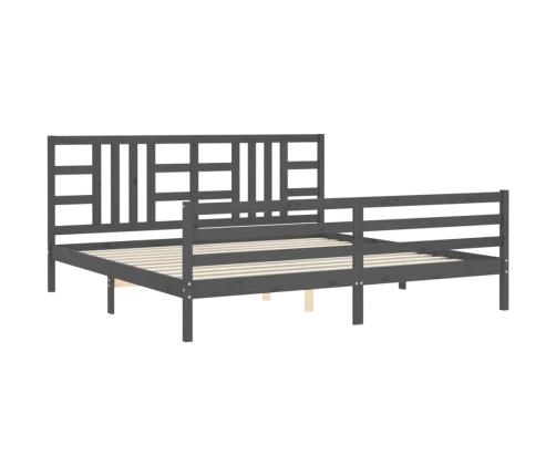 Estructura de cama con cabecero madera maciza gris 200x200 cm