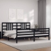 Estructura de cama con cabecero madera maciza negro 200x200 cm