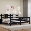 Estructura de cama con cabecero madera maciza negro 200x200 cm