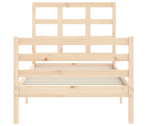 Estructura de cama individual con cabecero madera maciza