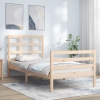 Estructura de cama individual con cabecero madera maciza