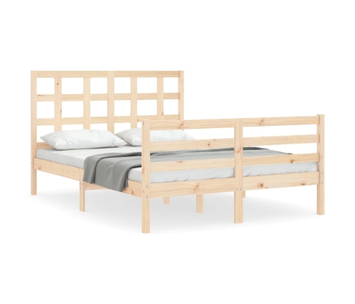 Estructura de cama con cabecero madera maciza 140x190 cm