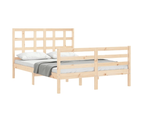 Estructura de cama con cabecero madera maciza 140x190 cm