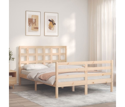 Estructura de cama con cabecero madera maciza 140x190 cm