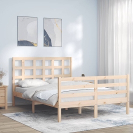 Estructura de cama con cabecero madera maciza 140x190 cm