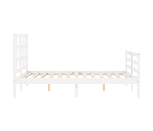 Estructura de cama con cabecero madera maciza blanco 140x190 cm