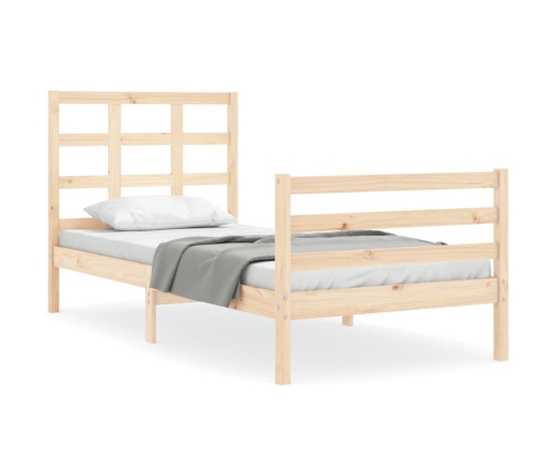 Estructura de cama con cabecero madera maciza 90x200 cm