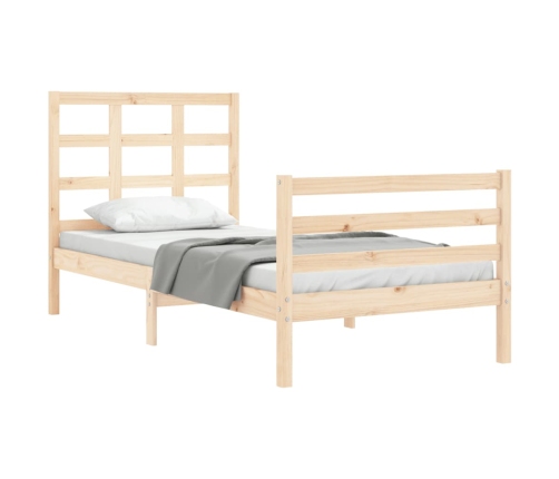 Estructura de cama con cabecero madera maciza 90x200 cm