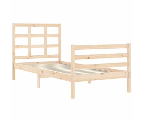 Estructura de cama con cabecero madera maciza 90x200 cm