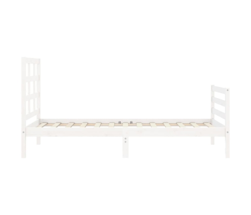 Estructura de cama con cabecero madera maciza blanco 90x200 cm