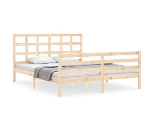 Estructura de cama de matrimonio con cabecero madera maciza