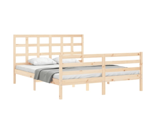 Estructura de cama de matrimonio con cabecero madera maciza