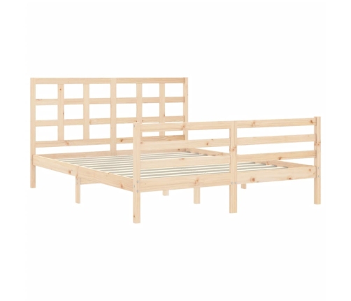 Estructura de cama de matrimonio con cabecero madera maciza