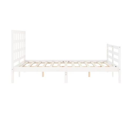 Estructura de cama con cabecero madera maciza blanco 160x200 cm